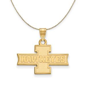 14k Yellow Gold U. of Iowa Small 'Hawkeyes' Necklace - 22 Inch